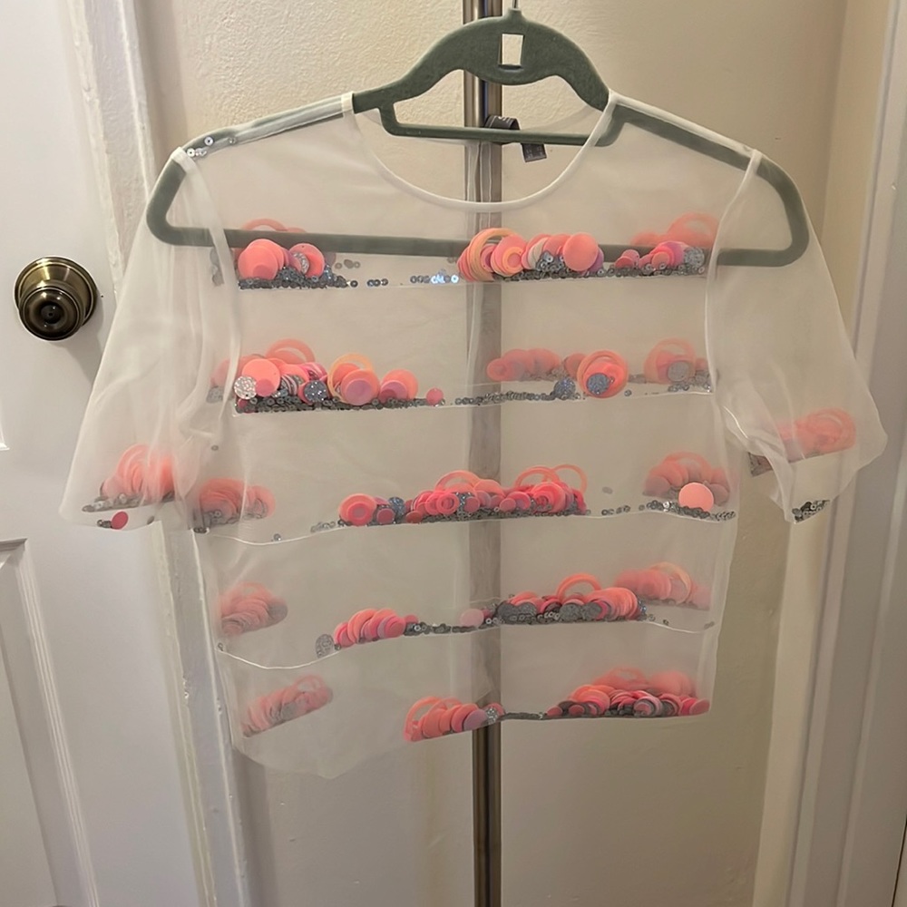 NWOT Asos Sheer Beaded Shirt